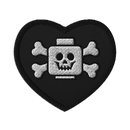Skeleton Crossbones Minifigure Head Embroidered Heart patches