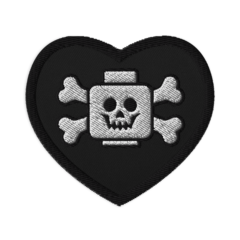 Skeleton Crossbones Minifigure Head Embroidered Heart patches