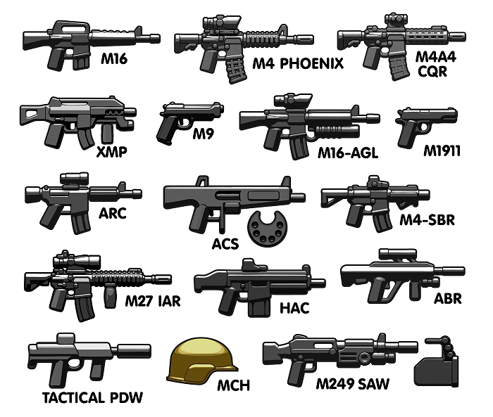 BrickArms Modern Combat Assault Weapons Pack V3 Weapons Military Pack for Minifigures