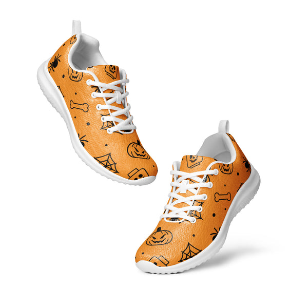Orange Halloween Ghost Spiders Skeletons Men’s Athletic Shoes