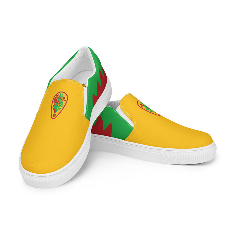 Vintage Castle Dragon 3 Shield Men’s Slip On Canvas Shoes