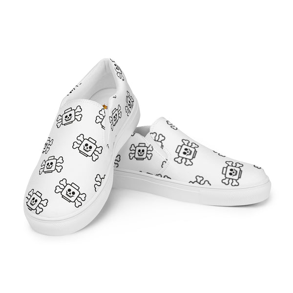 White Skeleton Men’s Slip On Canvas Shoes