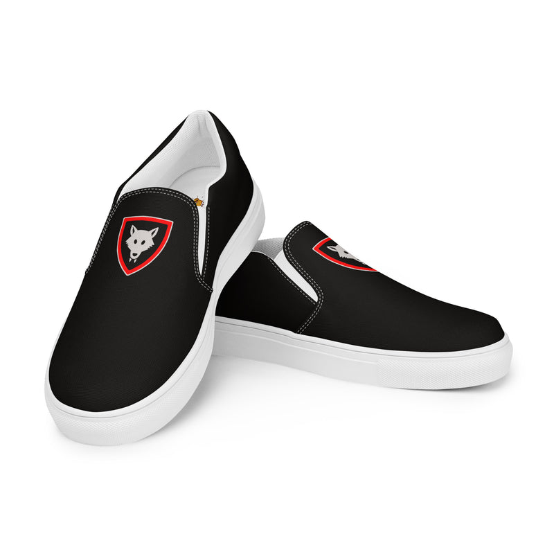 Vintage Castle Wolfpack Shield Men’s Slip On Canvas Shoes