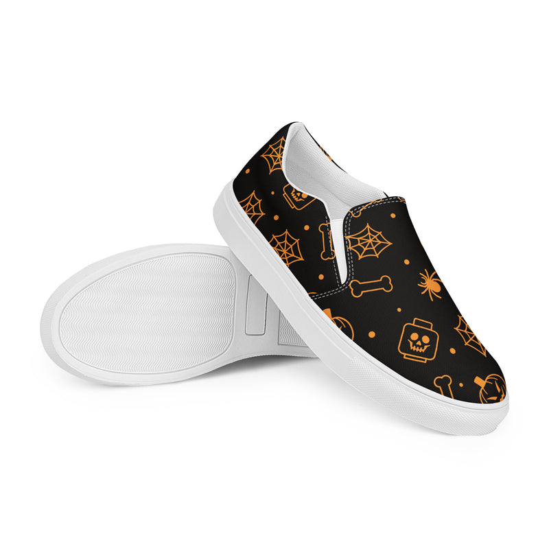 Halloween Ghost Spider Skeletons Men’s Slip On Canvas Shoes