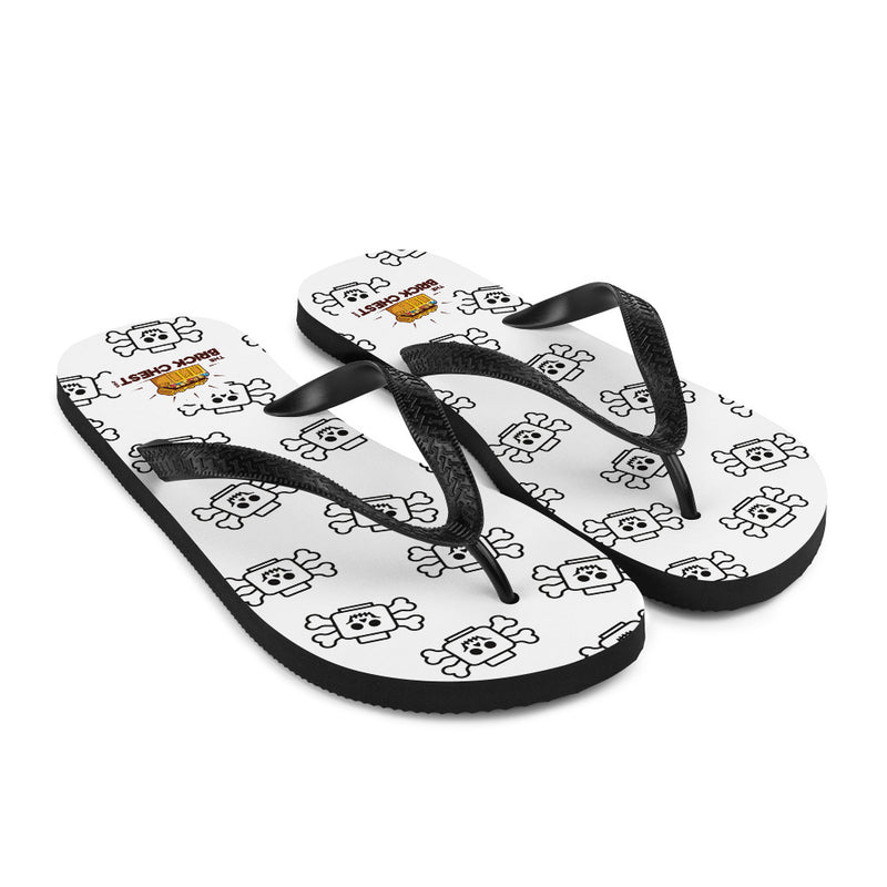 White Skeleton Flip Flops