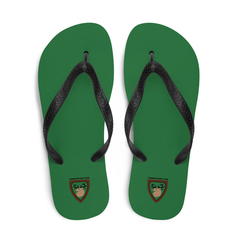 Vintage Castle Antlers Shield Flip Flops