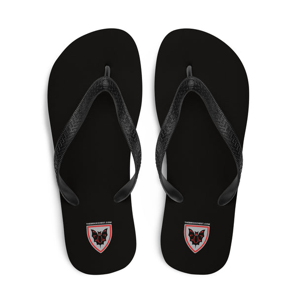 Vintage Castle Bat Shield Flip Flops