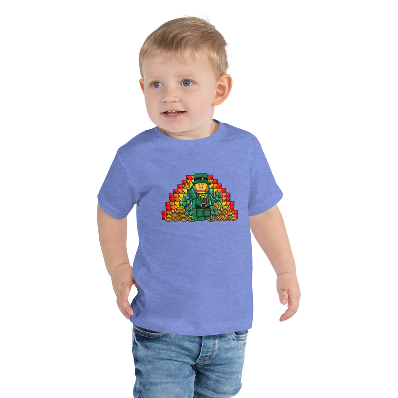 St Saint Patrick's Day Rainbow Gold Pot Leprechaun Clover Toddler Short Sleeve Tee