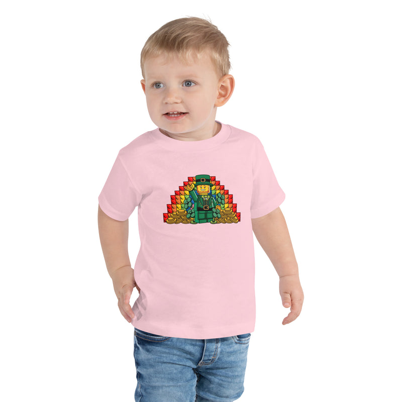 St Saint Patrick's Day Rainbow Gold Pot Leprechaun Clover Toddler Short Sleeve Tee