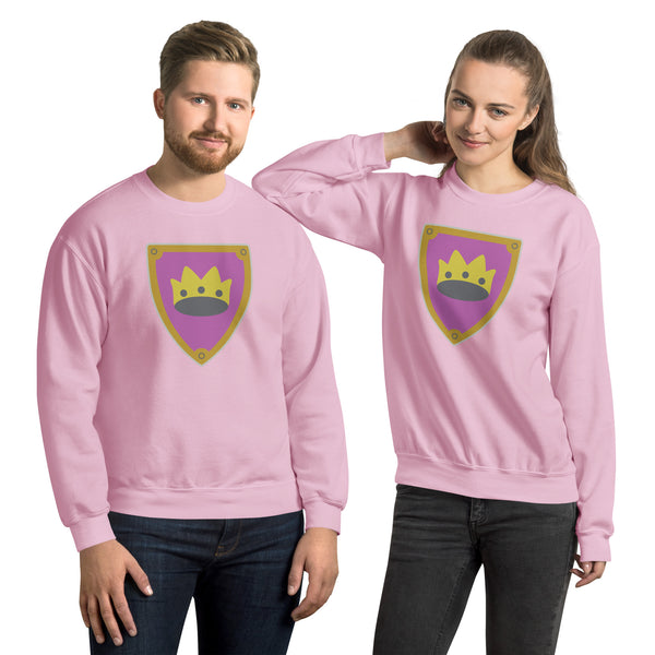 Vintage Bricks Castle Pink Shield with Crown Unisex Sweatshirt