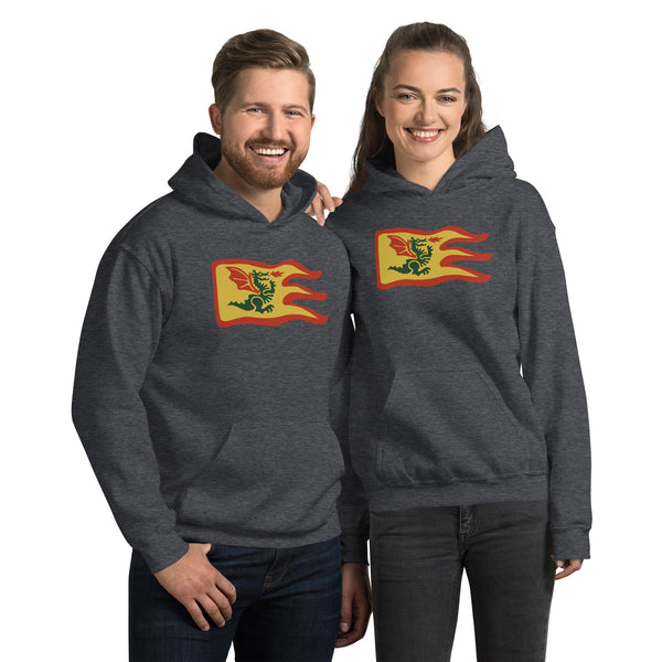 Vintage Castle Dragon Fire Flag Unisex Hoodie