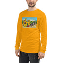 Vintage Baustein Gelb Burg Ritter Unisex Langarm T-Shirt