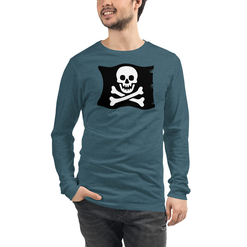 Skeleton Skull Crossbones Pirate Flag Unisex Long Sleeve Tee