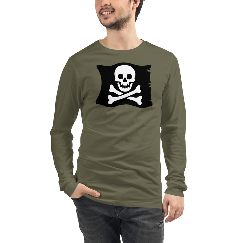 Skeleton Skull Crossbones Pirate Flag Unisex Long Sleeve Tee