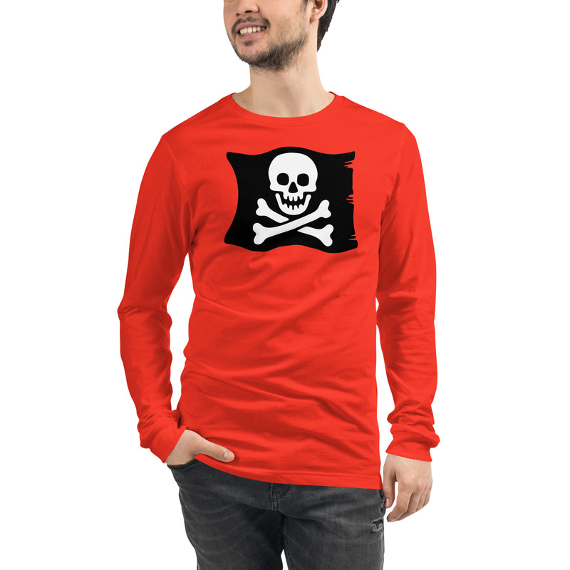 Skeleton Skull Crossbones Pirate Flag Unisex Long Sleeve Tee