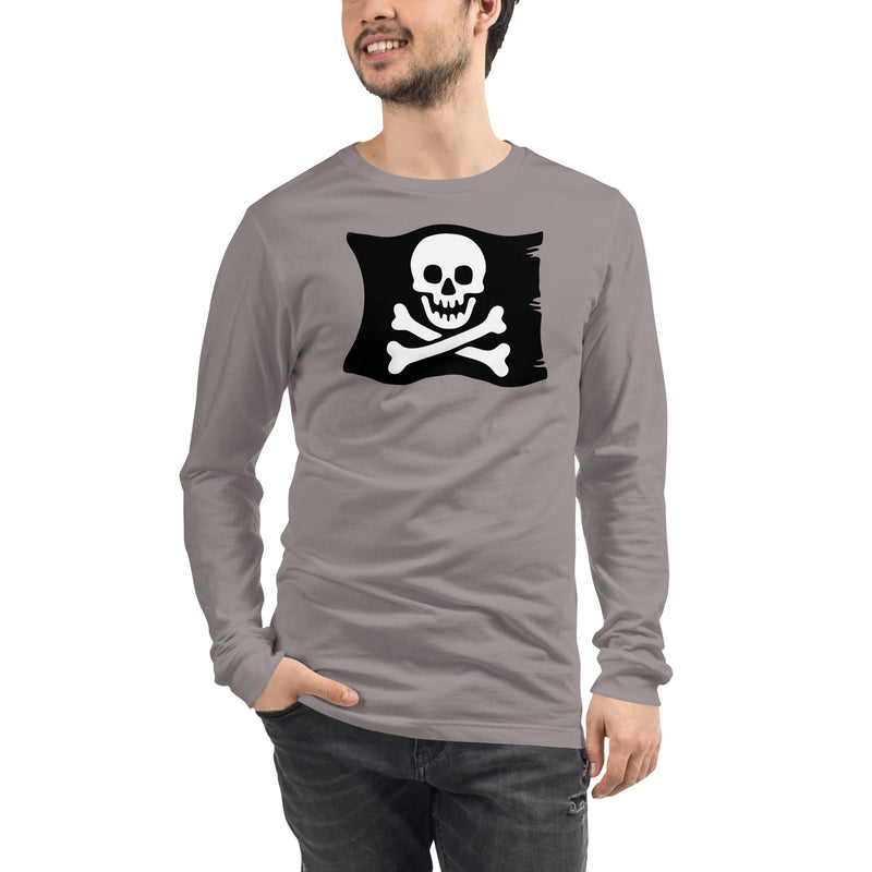 Skeleton Skull Crossbones Pirate Flag Unisex Long Sleeve Tee
