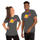 Vintage Space Bricks Globe Rocket Unisex t shirt