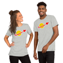 Vintage Space Bricks Globe Rocket Unisex t shirt