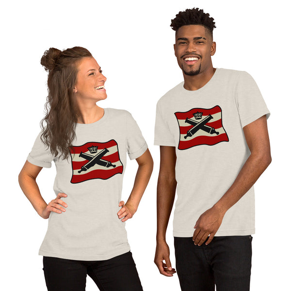 Vintage Bricks Red Cannon Crown Pirate Ships Unisex t-shirt