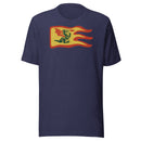 Vintage Burg Drachen Feuer Flagge Unisex T-shirt