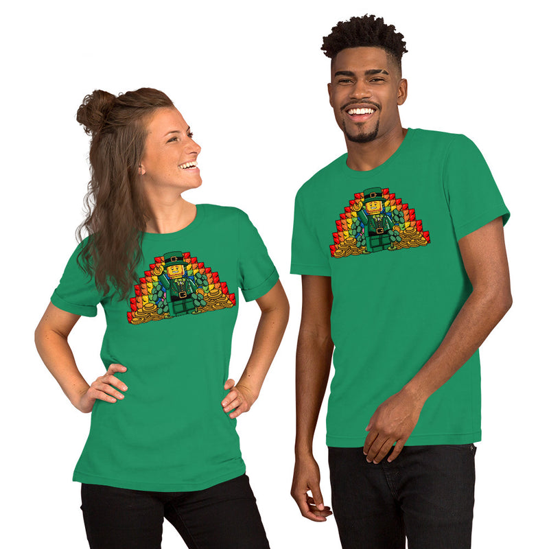 St Saint Patrick's Day Rainbow Gold Pot Leprechaun Adult Unisex t-shirt