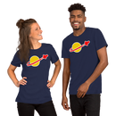 Vintage Space Bricks Globe Rocket Unisex t shirt