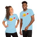 Vintage Space Bricks Globe Rocket Unisex t shirt