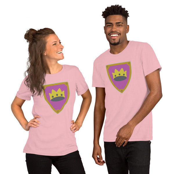 Vintage Bricks Castle Pink Shield with Crown Unisex t-shirt