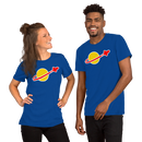 Vintage Space Bricks Globe Rocket Unisex t shirt