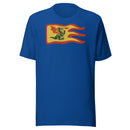 Vintage Burg Drachen Feuer Flagge Unisex T-shirt