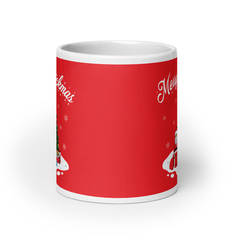 Merry Brickmas Santa Christmas Tree White glossy mug