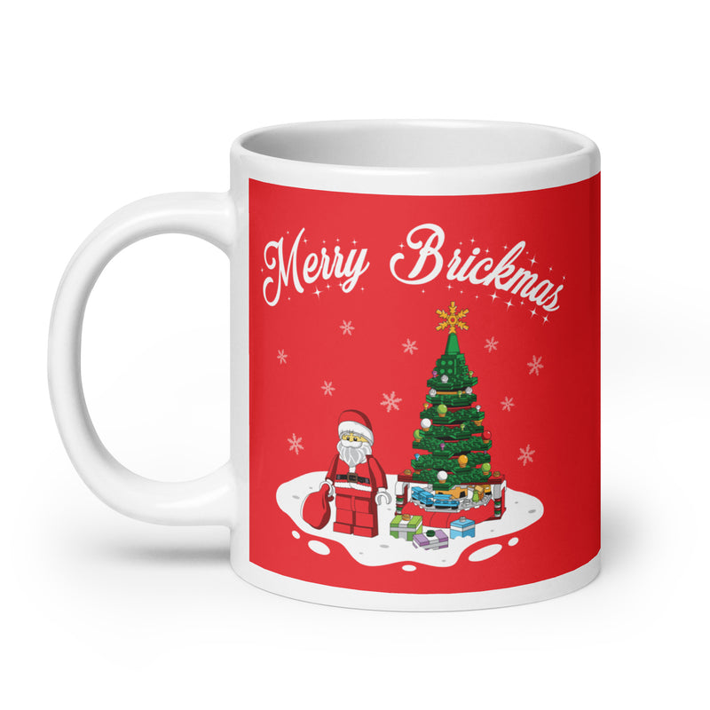 Merry Brickmas Santa Christmas Tree White glossy mug