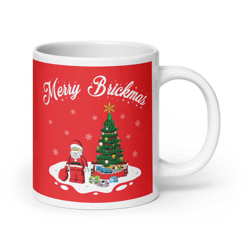 Merry Brickmas Santa Christmas Tree White glossy mug