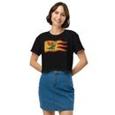 Vintage Castle Dragon Fire Flag Women’s crop top