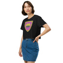 Vintage Bricks Castle Pink Shield with Crown Women’s crop top