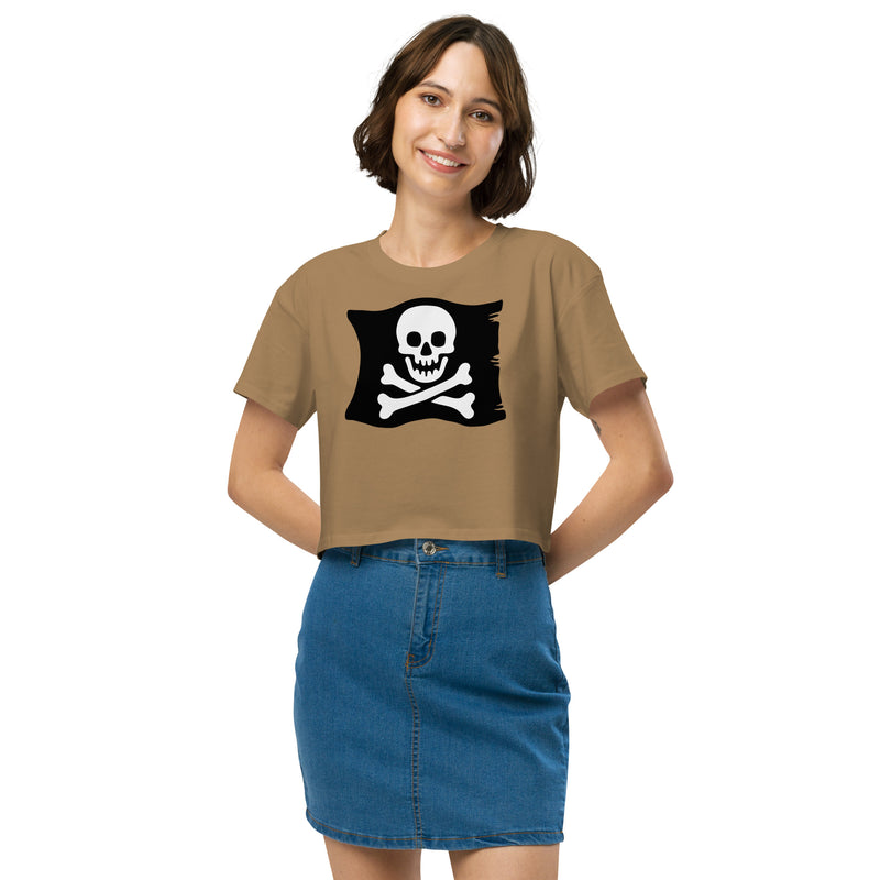 Skeleton Skull Crossbones Pirate Flag Women’s crop top