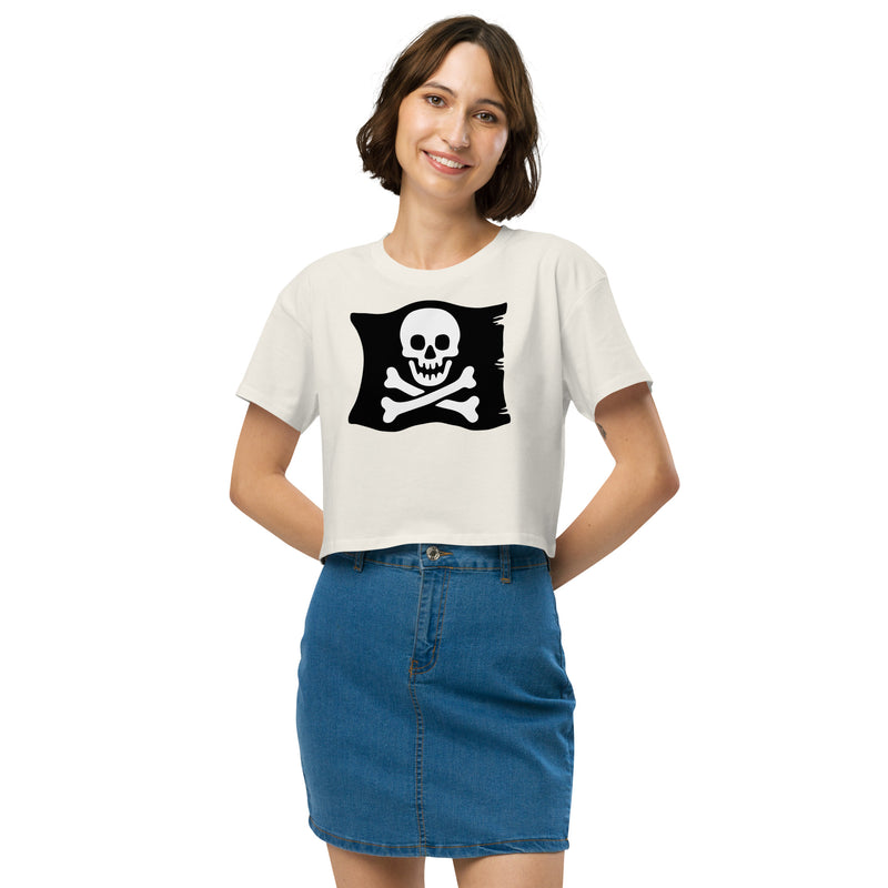 Skeleton Skull Crossbones Pirate Flag Women’s crop top