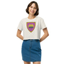 Vintage Bricks Castle Pink Shield with Crown Women’s crop top