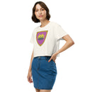 Vintage Bricks Castle Pink Shield with Crown Women’s crop top