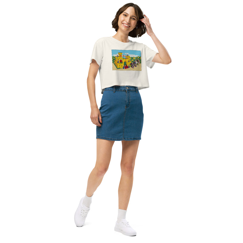 Vintage Building Brick Yellow Castle Knights Women’s crop top