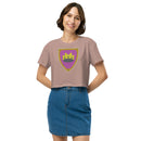 Vintage Bricks Castle Pink Shield with Crown Women’s crop top