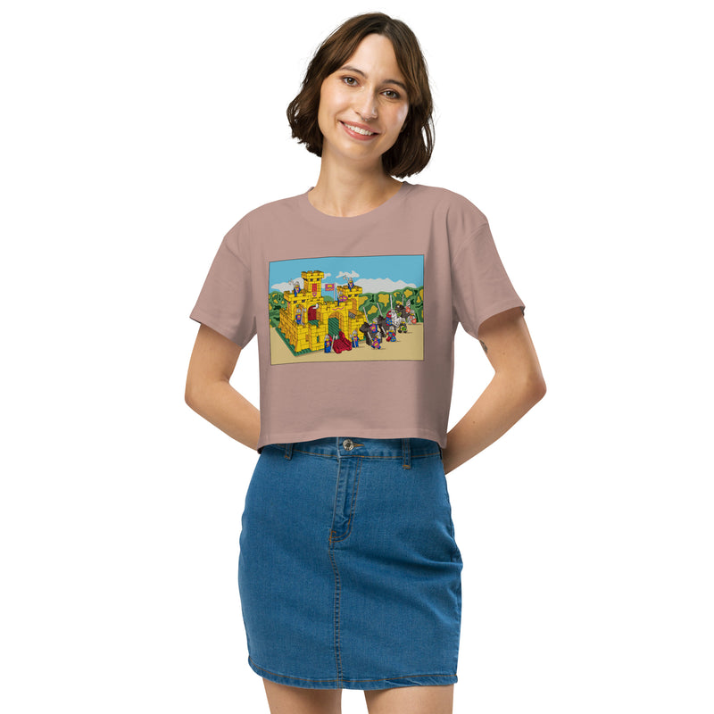 Vintage Building Brick Yellow Castle Knights Women’s crop top