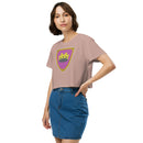 Vintage Bricks Castle Pink Shield with Crown Women’s crop top