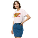 Vintage Castle Dragon Fire Flag Women’s crop top