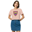 Vintage Bricks Castle Pink Shield with Crown Women’s crop top