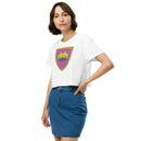 Vintage Bricks Castle Pink Shield with Crown Women’s crop top