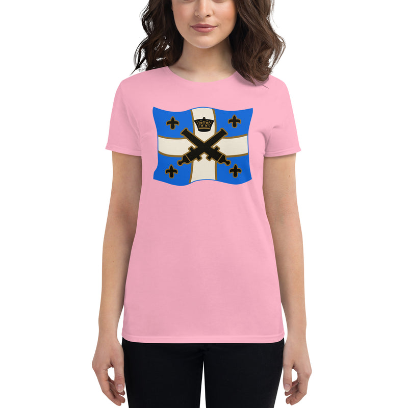 Vintage Bricks Blue Cannon Crown Pirate Ships Flag Women's short sleeve t-shirt