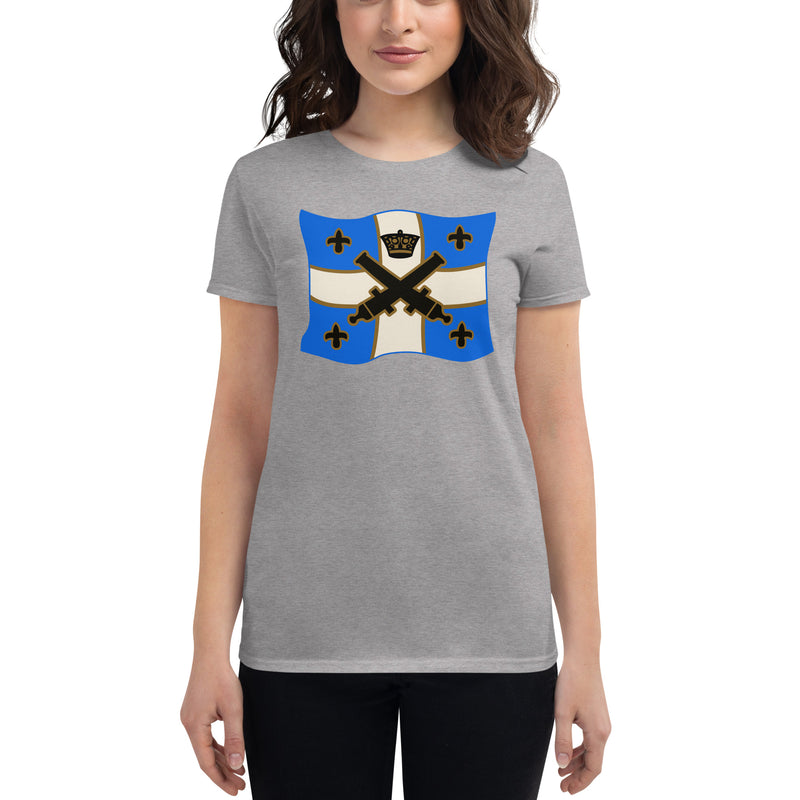 Vintage Bricks Blue Cannon Crown Pirate Ships Flag Women's short sleeve t-shirt
