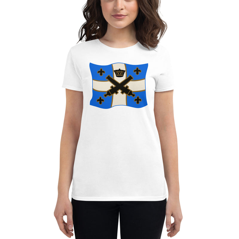 Vintage Bricks Blue Cannon Crown Pirate Ships Flag Women's short sleeve t-shirt