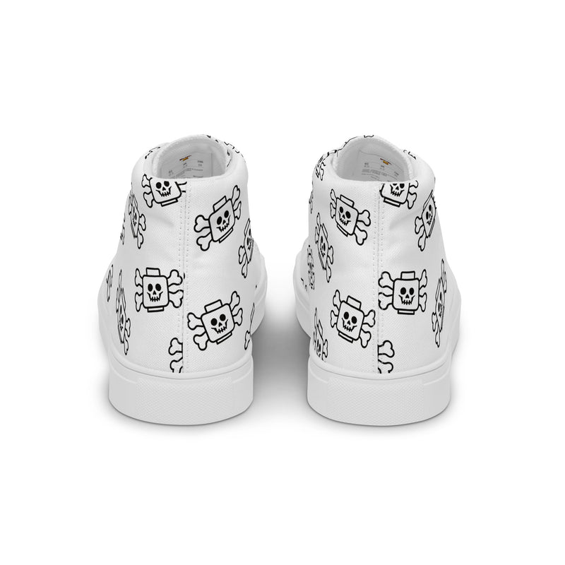 White Skeleton Head with Bones Women’s high top canvas shoes